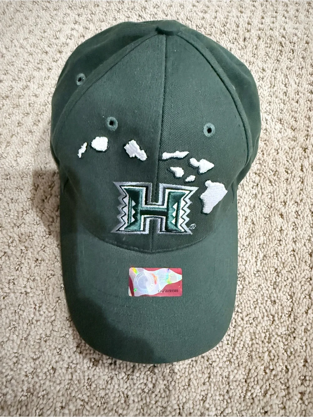 NWT Hawaii Rainbow Warriors Island Green NCAA Velcro Adjustable Strap Hat